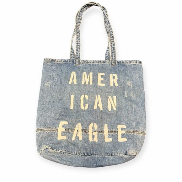 AMERICAN EAGLE Women’s Light Blue Denim Tote Bag One Size - Picture 5 of 5